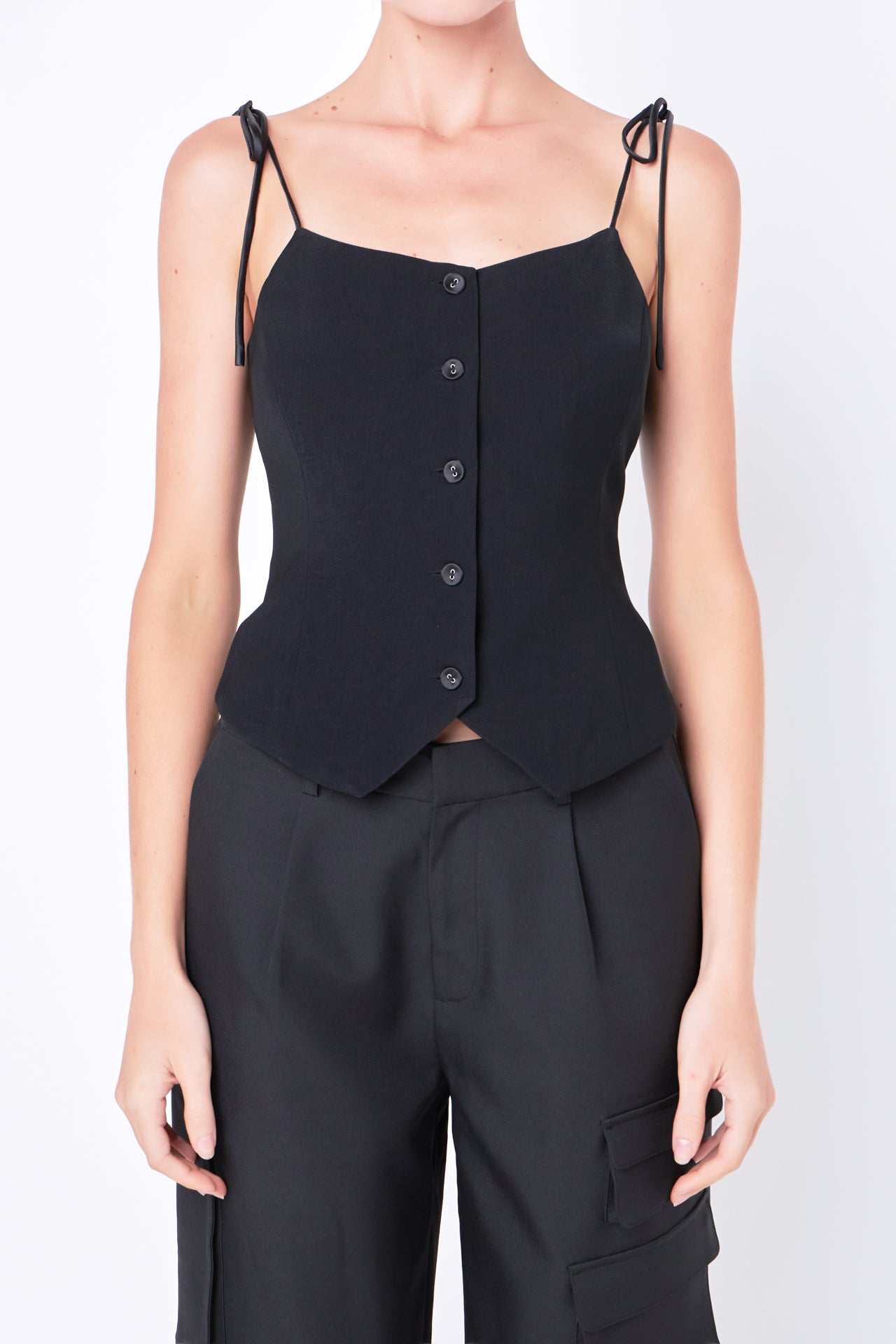 GREY LAB - Strappy Bow Fitted Vest - VEST available at Objectrare