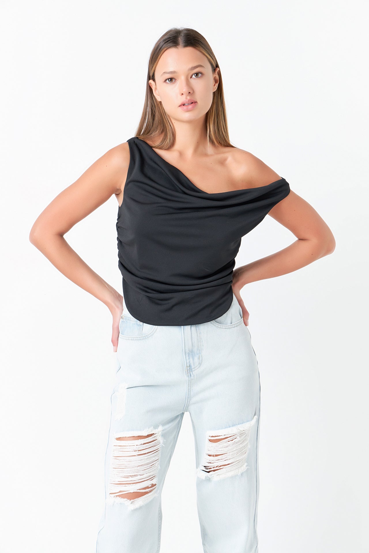 GREY LAB - Cowl Neck Ruched Top - TOPS available at Objectrare