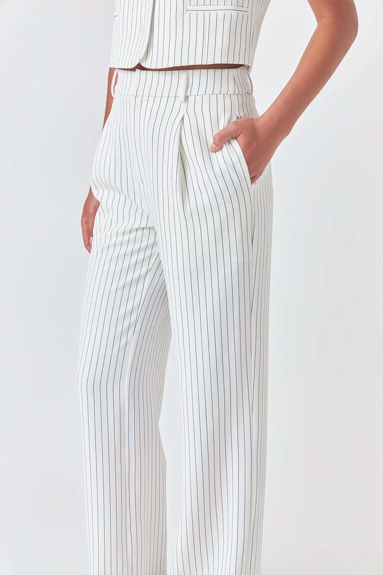 GREY LAB - Pinstriped High Waisted Wide Trousers - PANTS available at Objectrare