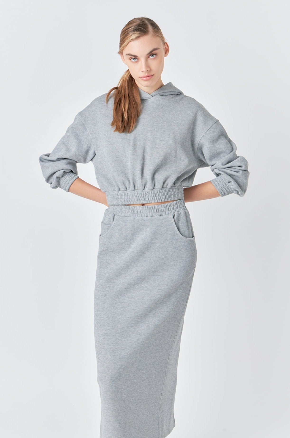 GREY LAB - Mid-Waisted French Terry Maxi Skirt - SKIRTS available at Objectrare