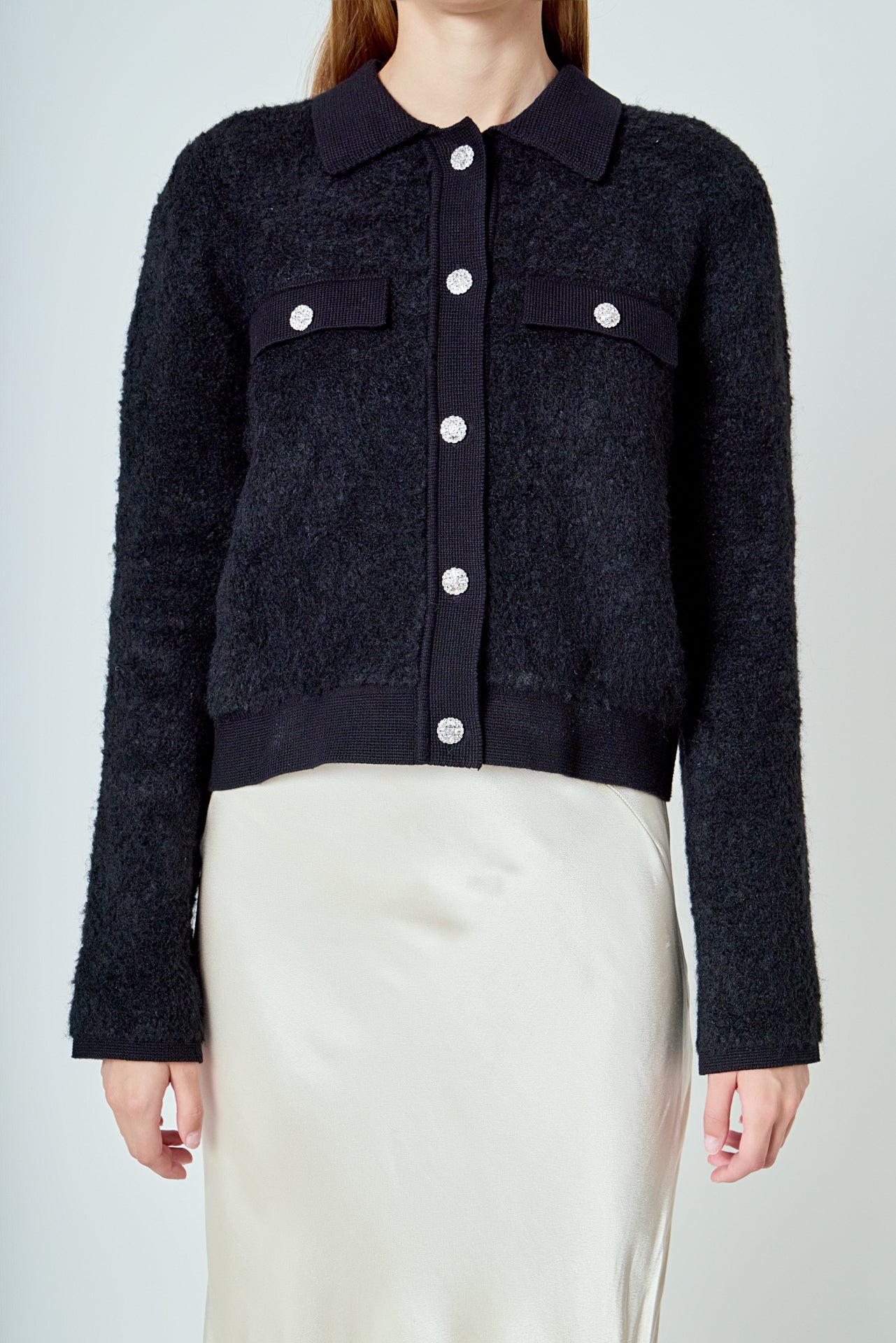 ENDLESS ROSE - Collared Button Up Cardigan - SWEATERS & KNITS available at Objectrare