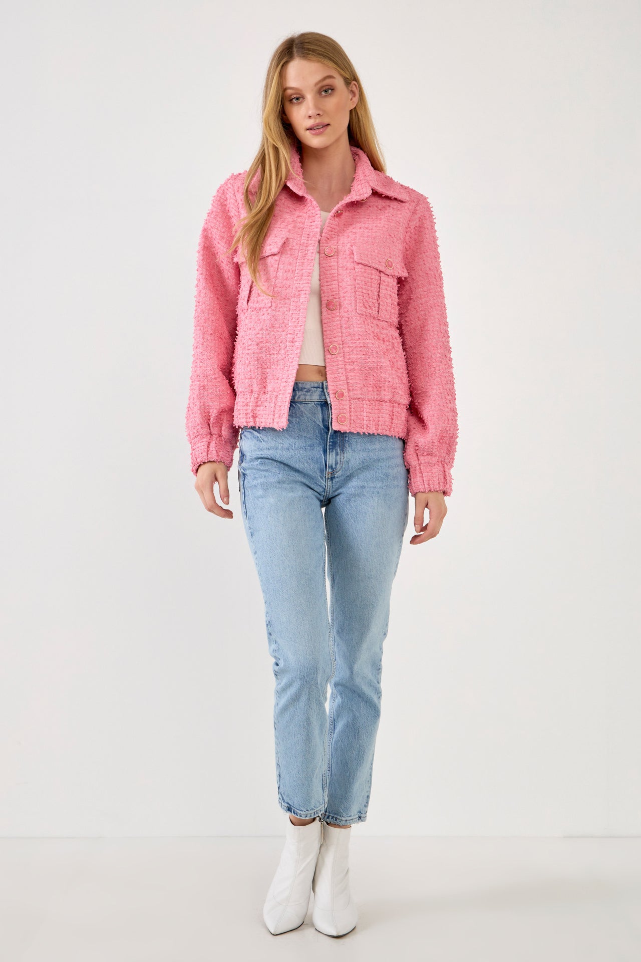 ENDLESS ROSE - Double Pocket Tweed Jacket - JACKETS available at Objectrare