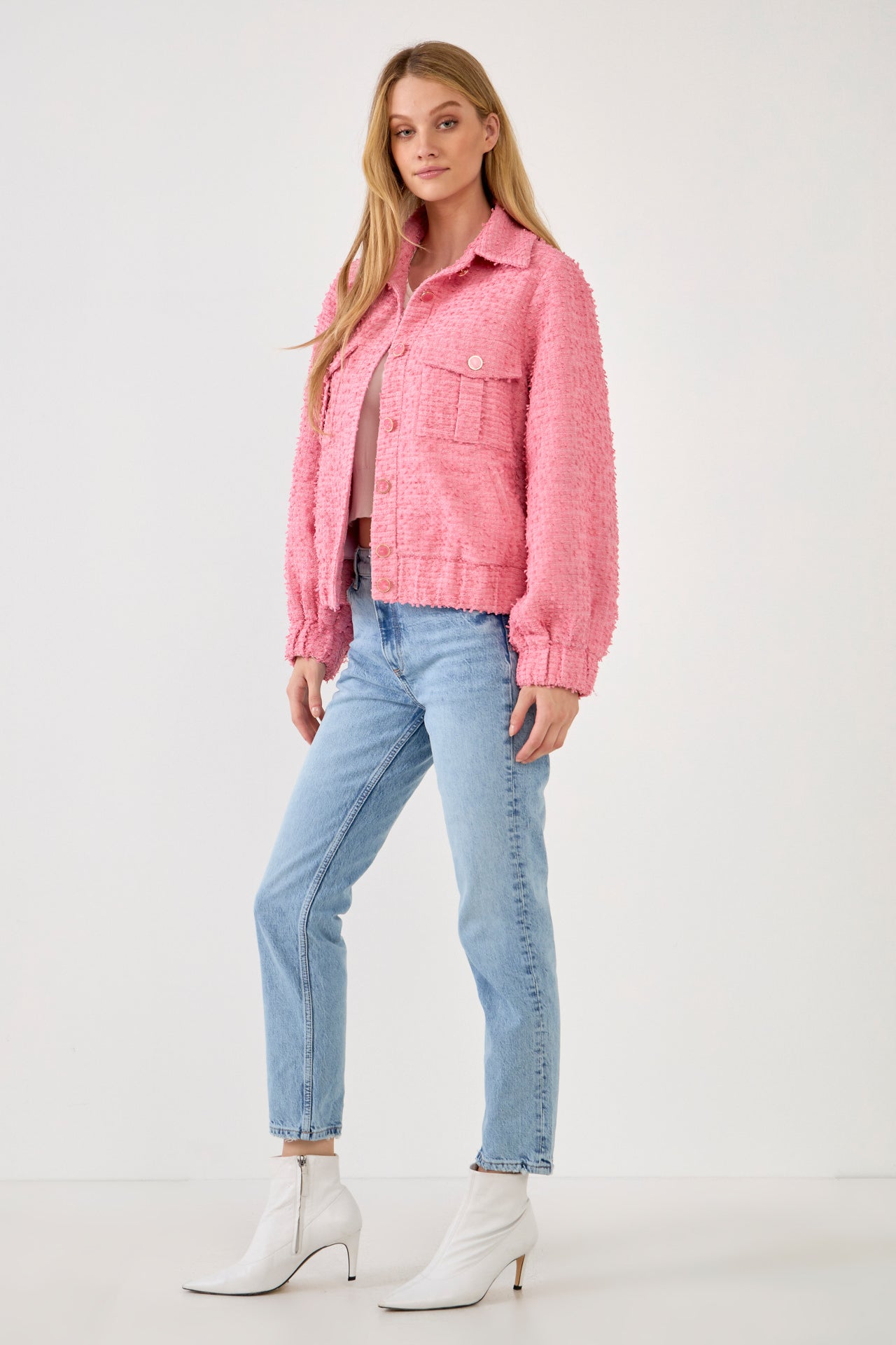 ENDLESS ROSE - Double Pocket Tweed Jacket - JACKETS available at Objectrare