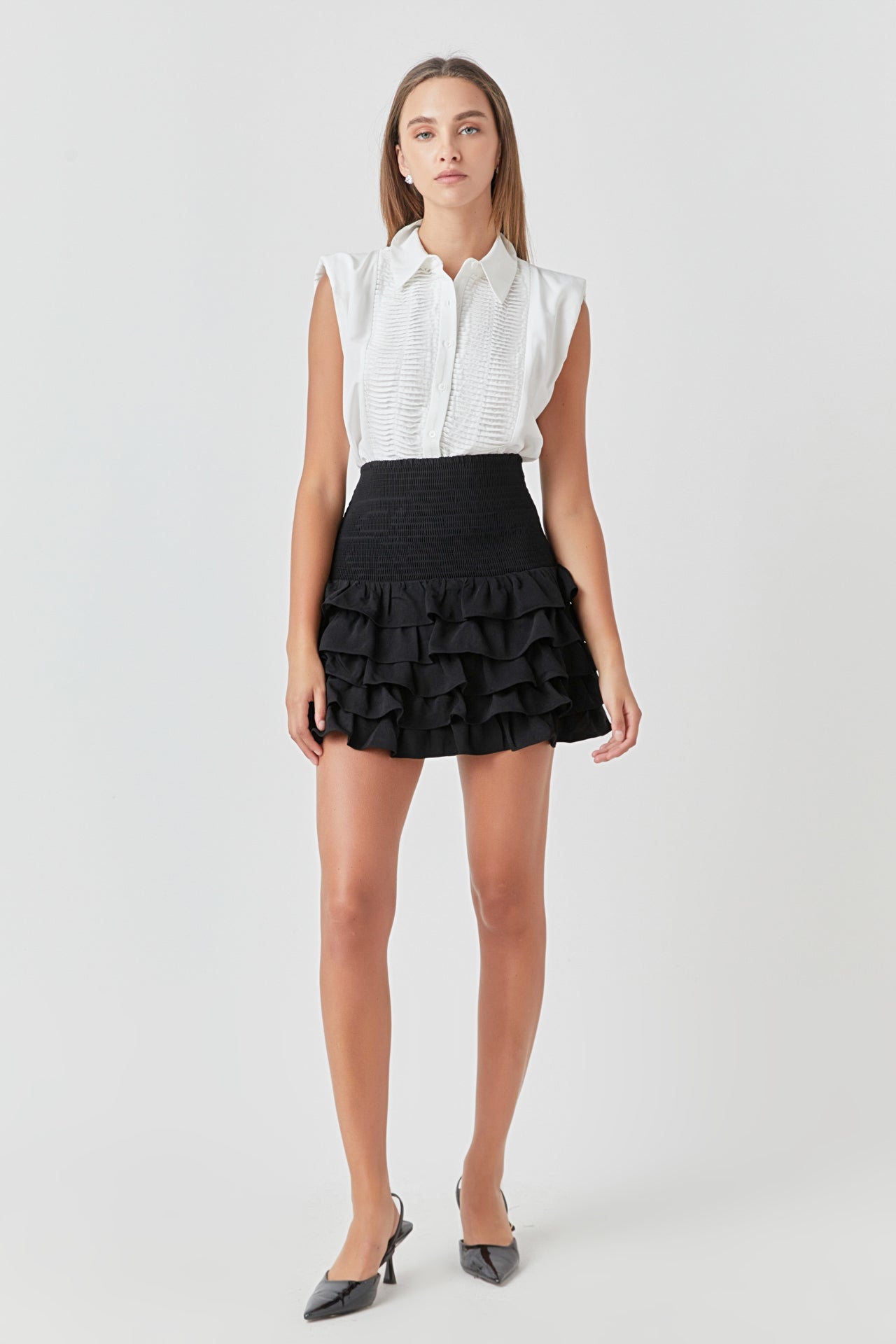 ENDLESS ROSE - Pintuck Details Sleeveless Blouse - SHIRTS & BLOUSES available at Objectrare