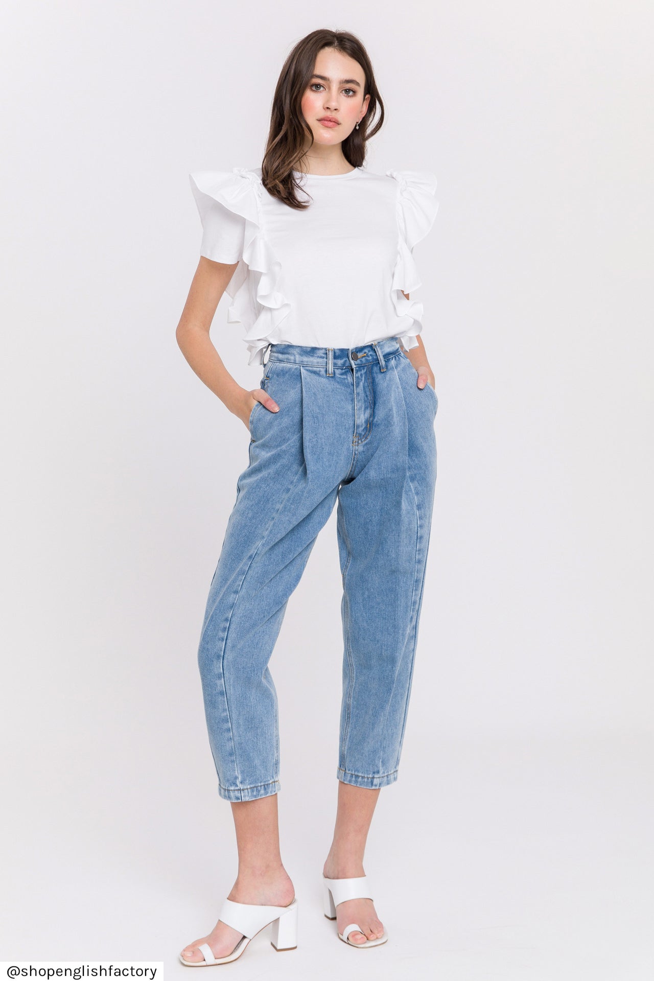 ENGLISH FACTORY - Pleated Mom Jeans - JEANS available at Objectrare