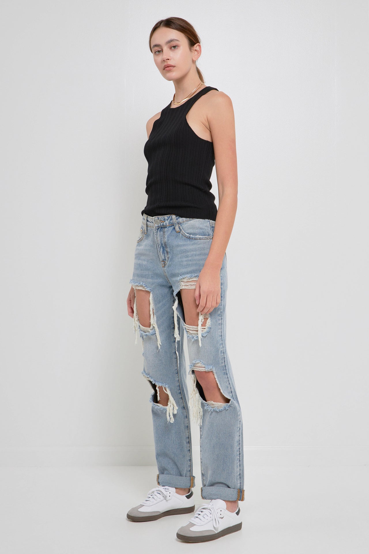 GREY LAB - Ribbed Racer Back Slick Tank - CAMI TOPS & TANK available at Objectrare