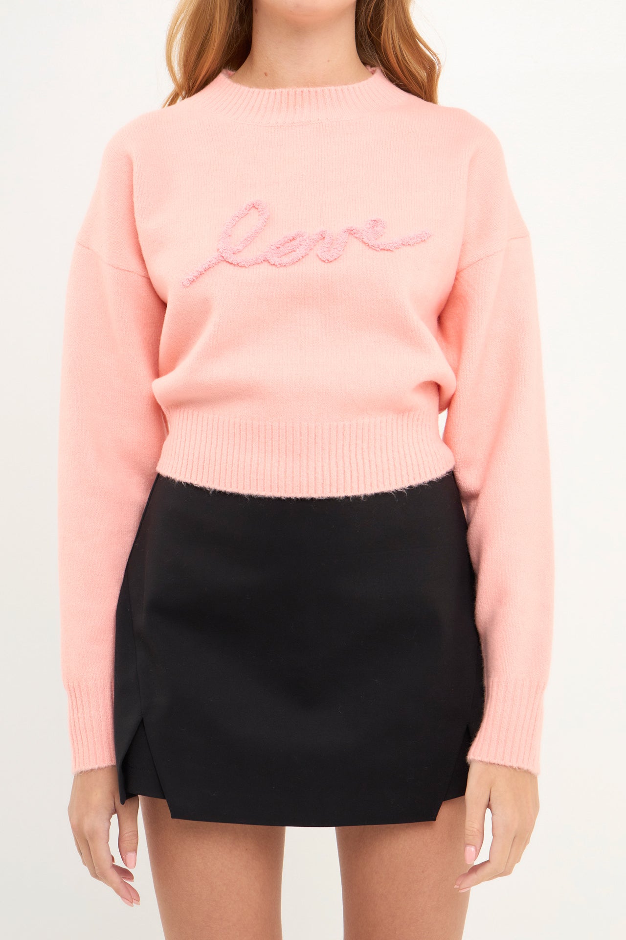 ENDLESS ROSE - Love Chenille Embroidered Plush Sweater - SWEATERS & KNITS available at Objectrare