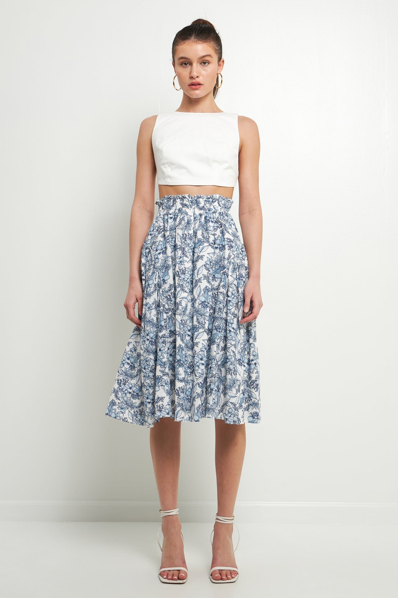 ENDLESS ROSE - Print Linen Midi Skirt - SKIRTS available at Objectrare