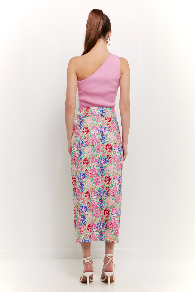 ENDLESS ROSE - Endless Rose - Cotton Floral Print Slit Maxi Skirt - SKIRTS available at Objectrare