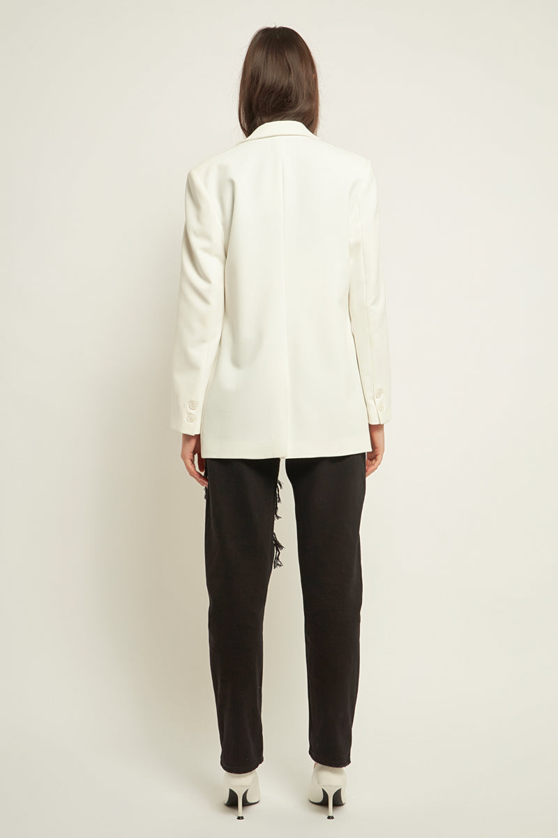 GREY LAB - High-Waisted Ripped Straight Leg Jeans - JEANS available at Objectrare