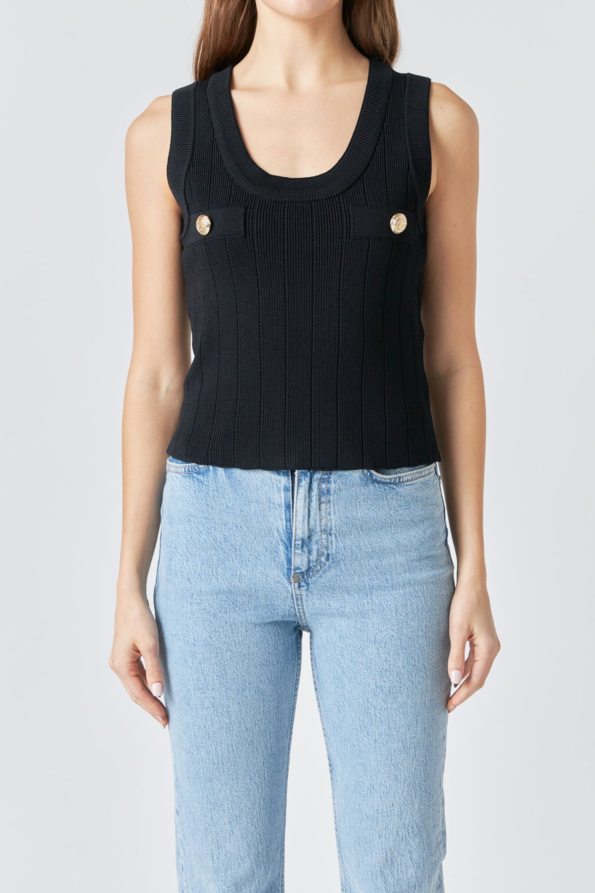 ENDLESS ROSE - Shank Button Knit Top - TOPS available at Objectrare