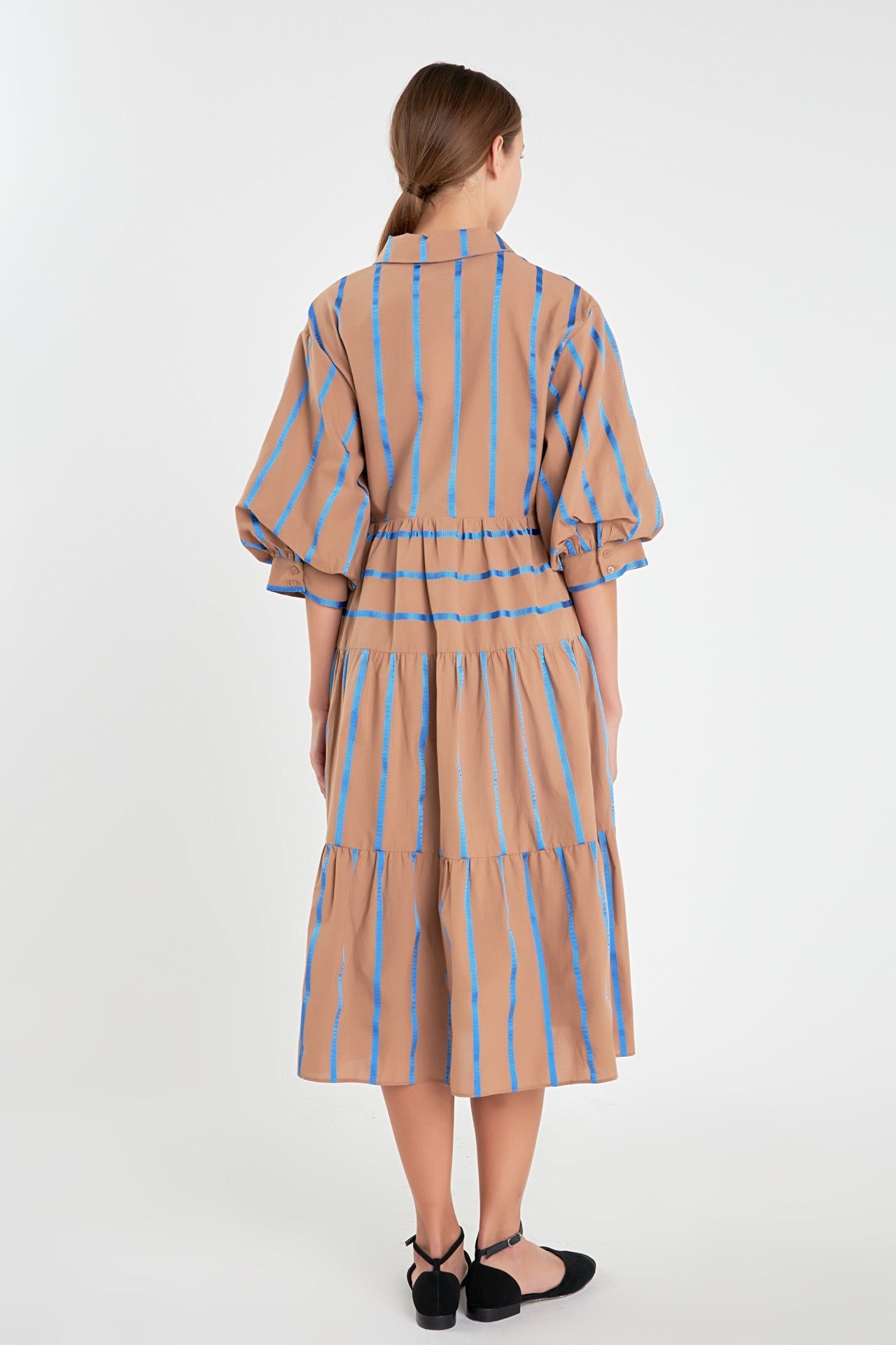 ENGLISH FACTORY - Striped Collared Midi Dress - DRESSES available at Objectrare