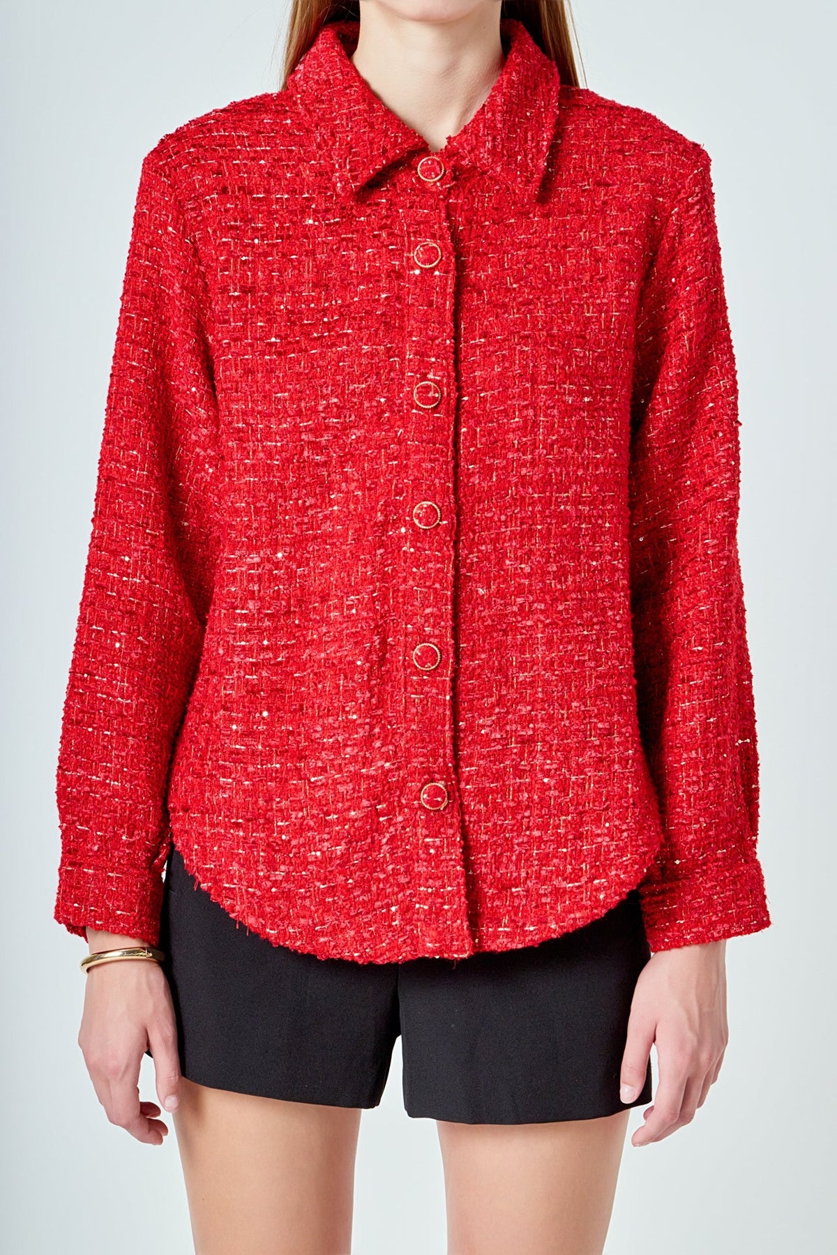 ENDLESS ROSE - Tweed Shirt - TOPS available at Objectrare