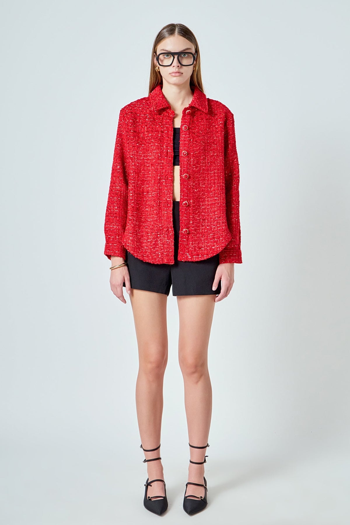 ENDLESS ROSE - Tweed Shirt - TOPS available at Objectrare