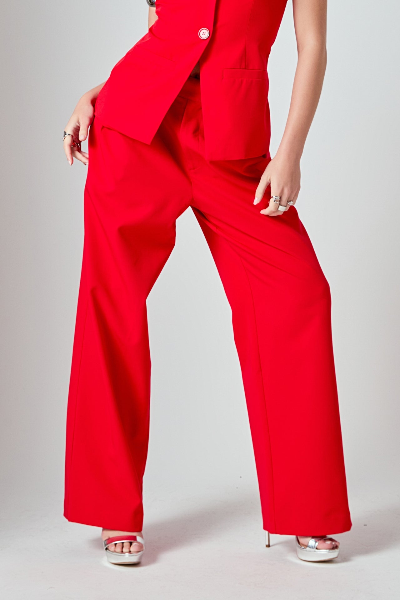 ENDLESS ROSE - Mid Rise Pleated Wide leg Trousers - PANTS available at Objectrare