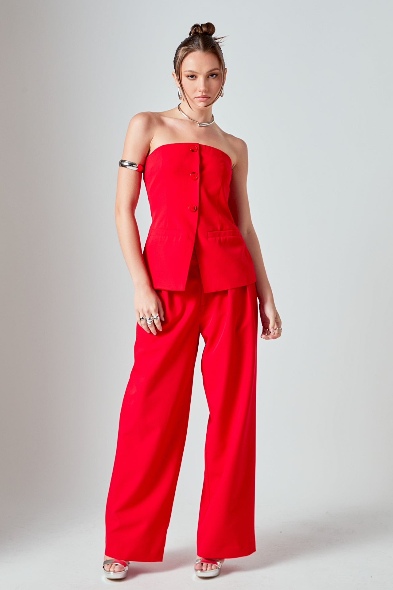 ENDLESS ROSE - Mid Rise Pleated Wide leg Trousers - PANTS available at Objectrare