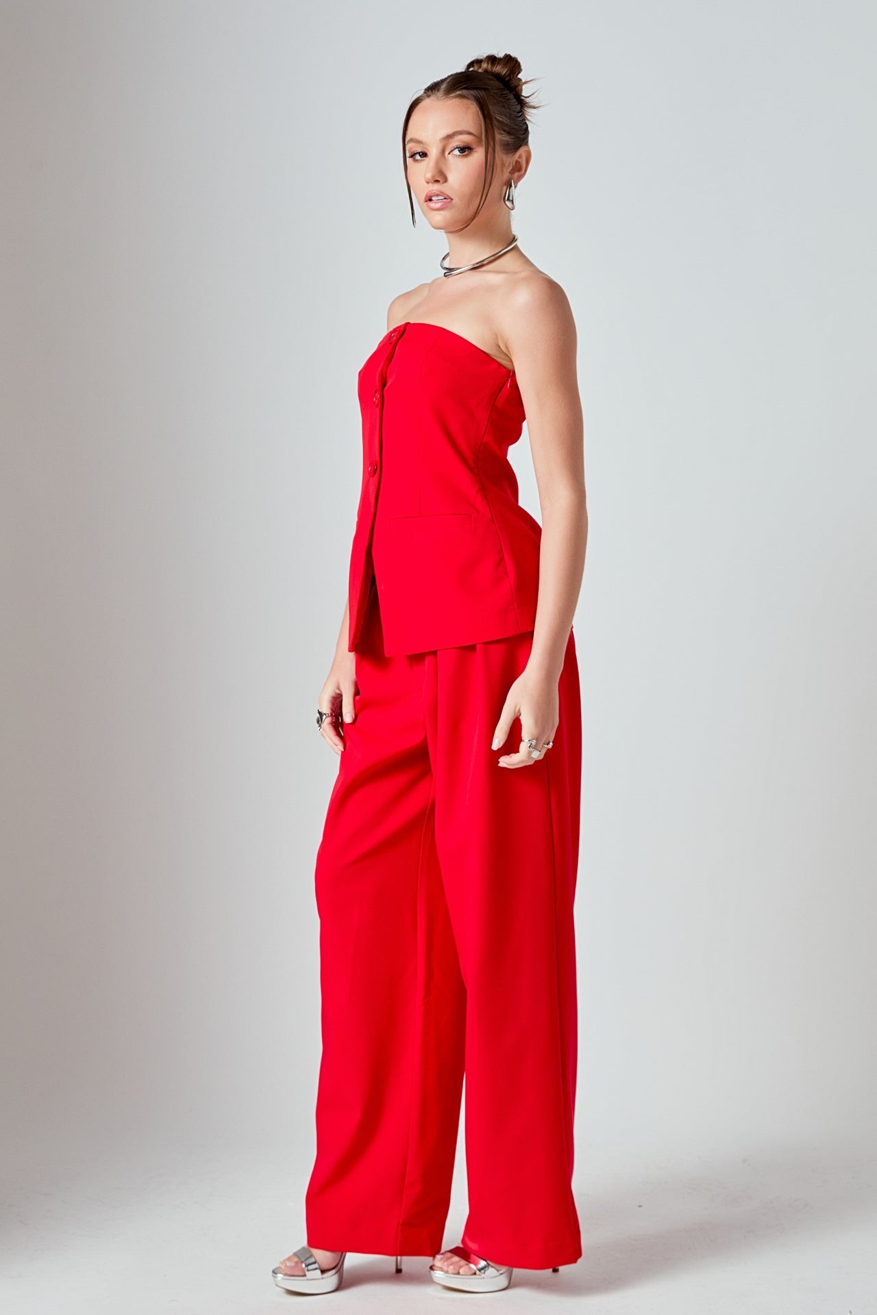 ENDLESS ROSE - Mid Rise Pleated Wide leg Trousers - PANTS available at Objectrare