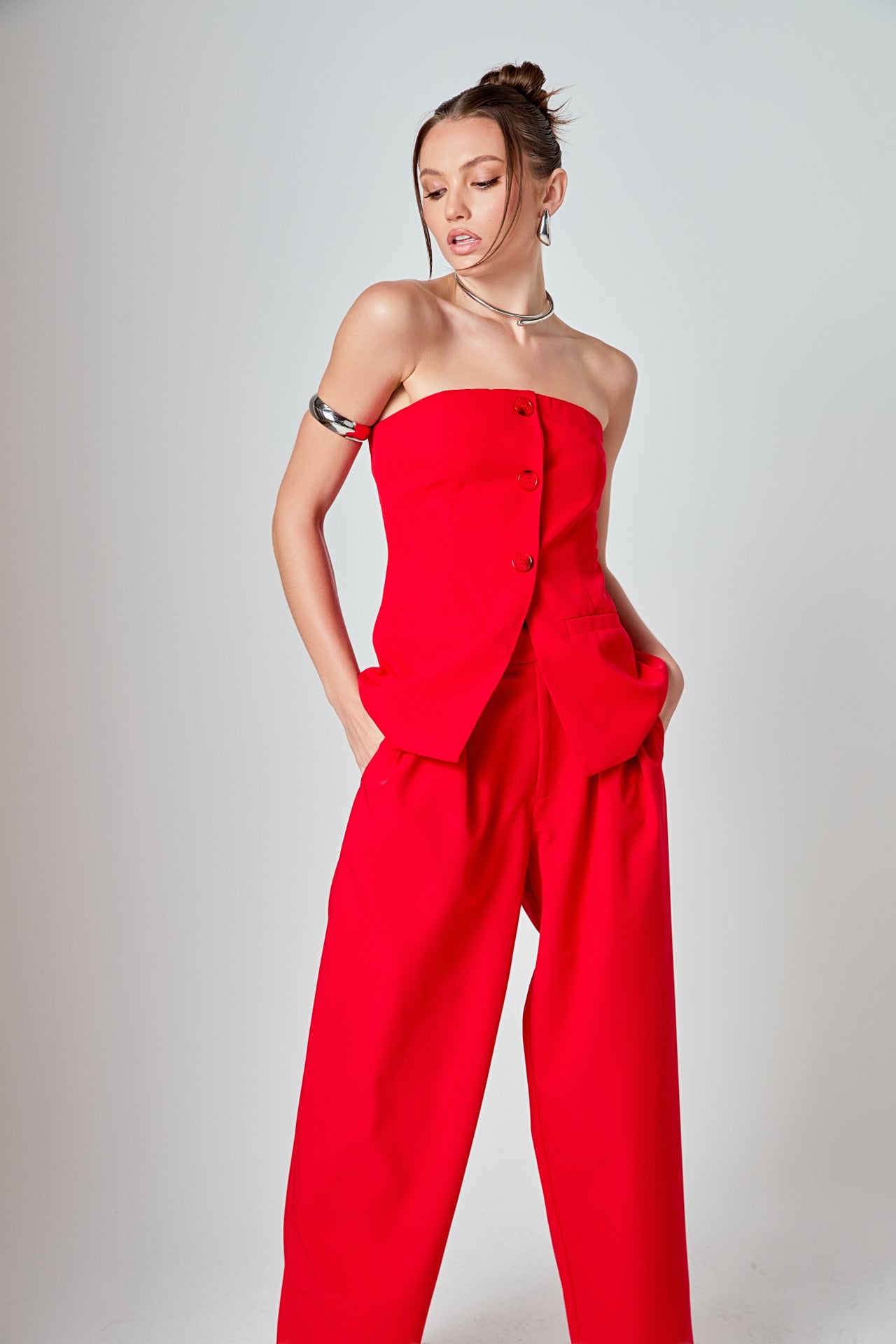 ENDLESS ROSE - Mid Rise Pleated Wide leg Trousers - PANTS available at Objectrare