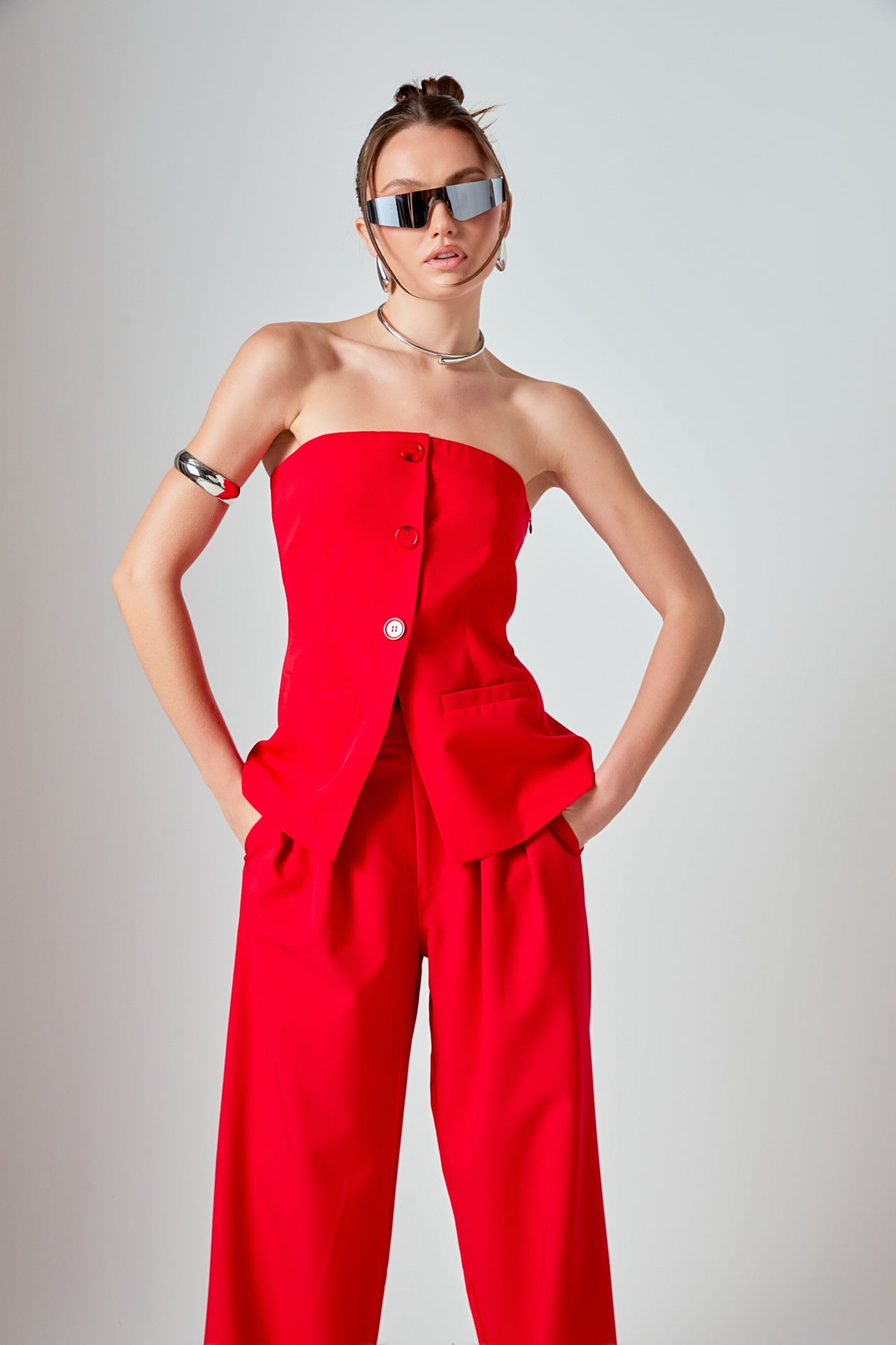 ENDLESS ROSE - Mid Rise Pleated Wide leg Trousers - PANTS available at Objectrare