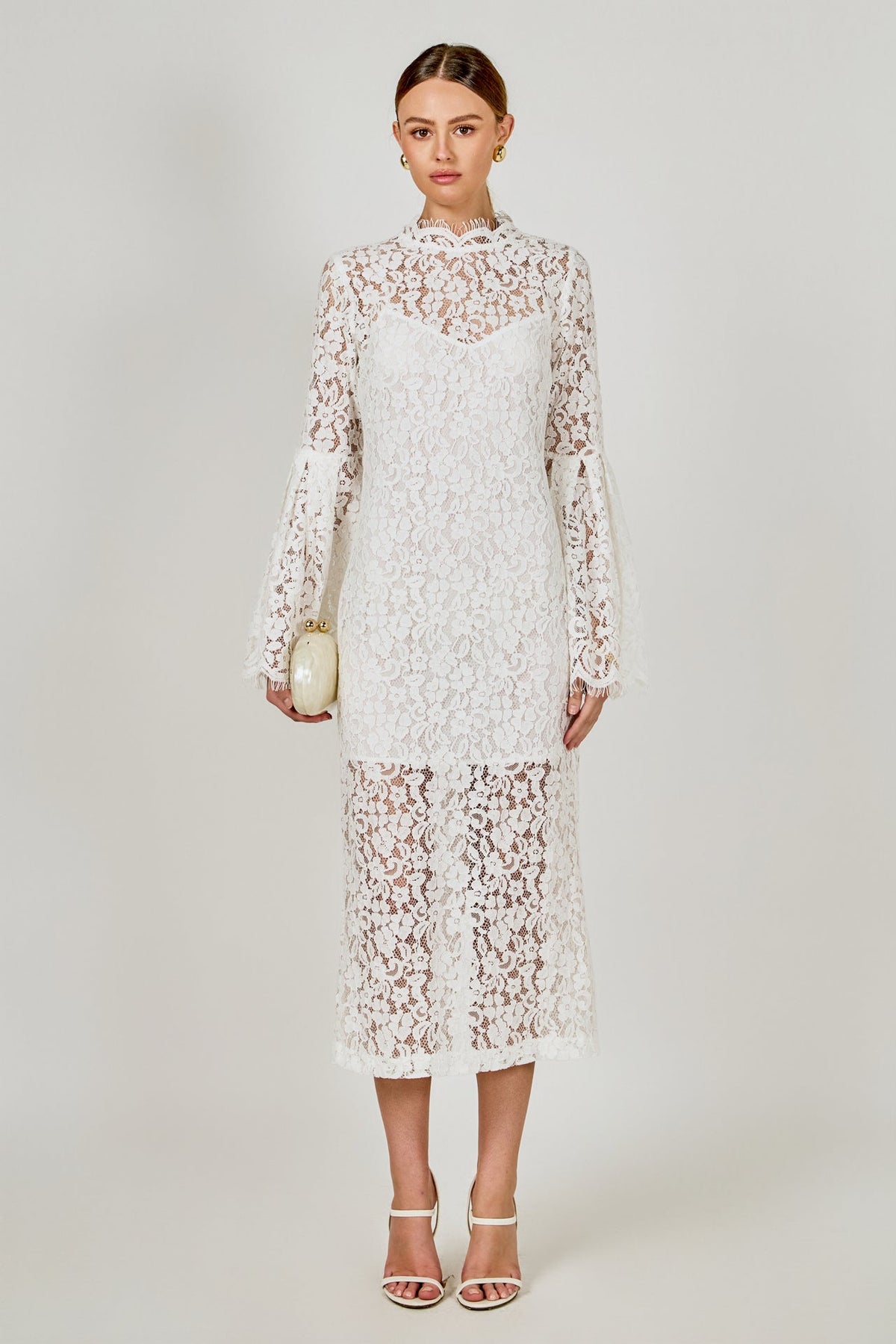 Lace Column Midi Dress