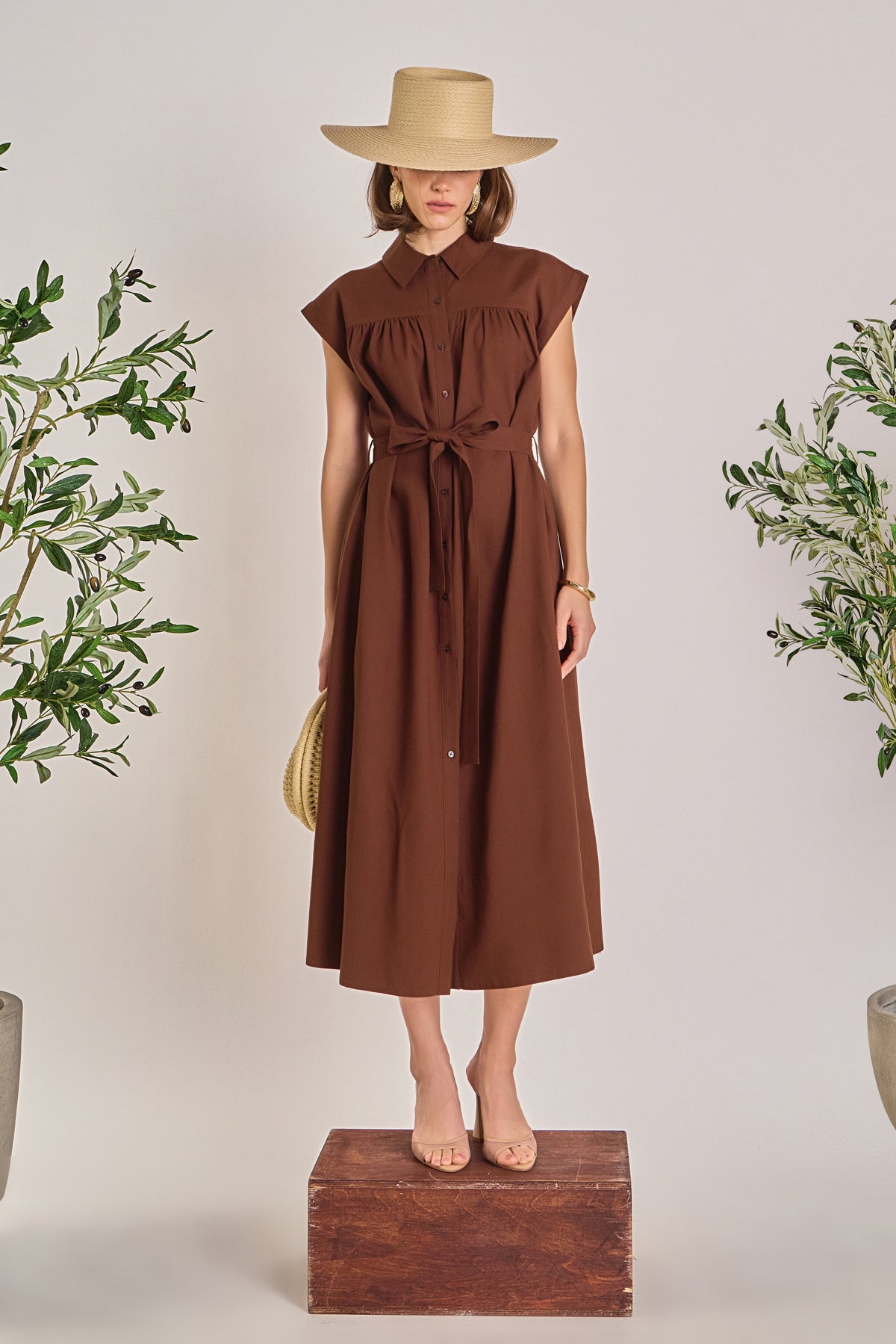 ENGLISH FACTORY - Linen Belted Midi Dress - DRESSES available at Objectrare