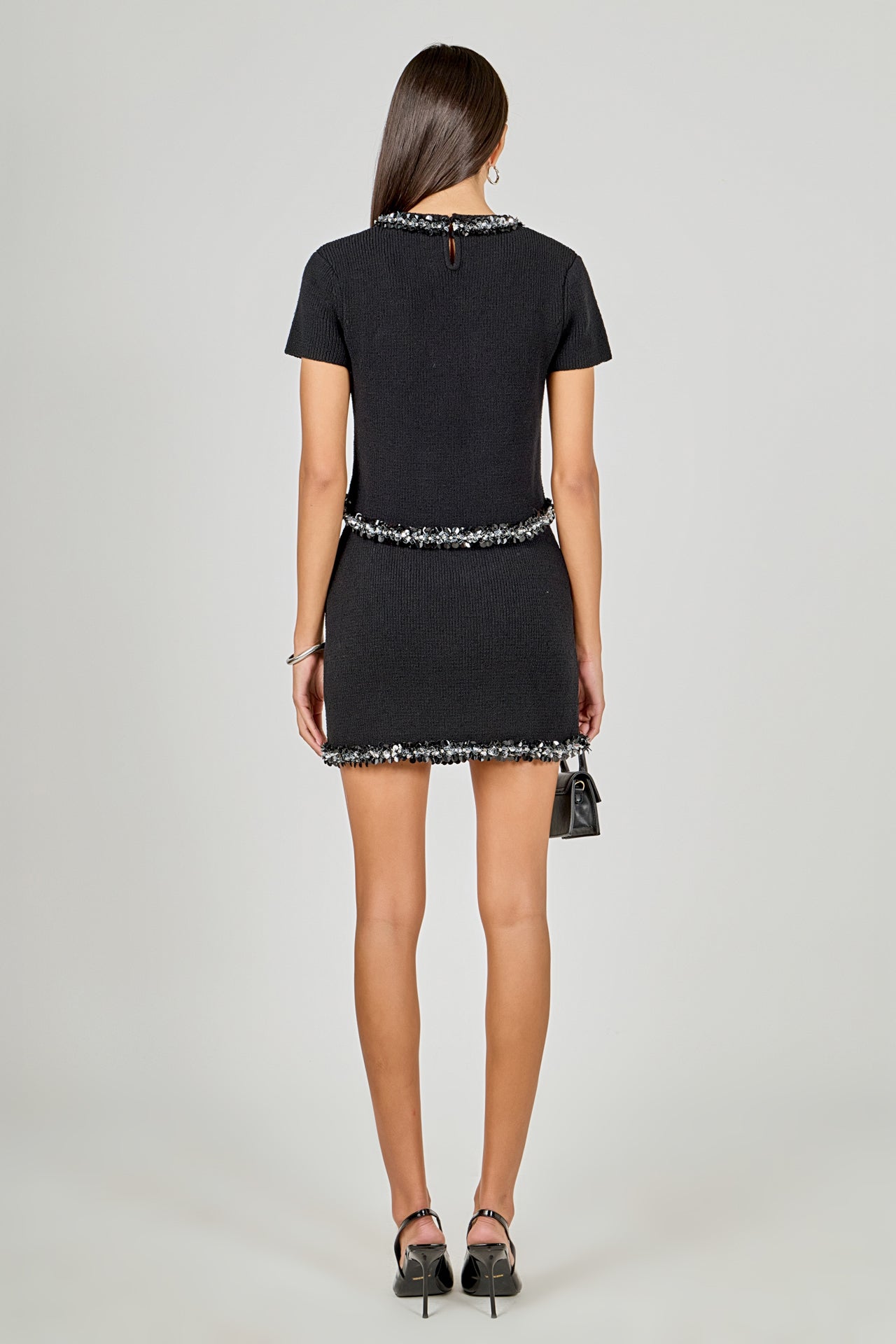 Jewel Trim Knit mini Skirt