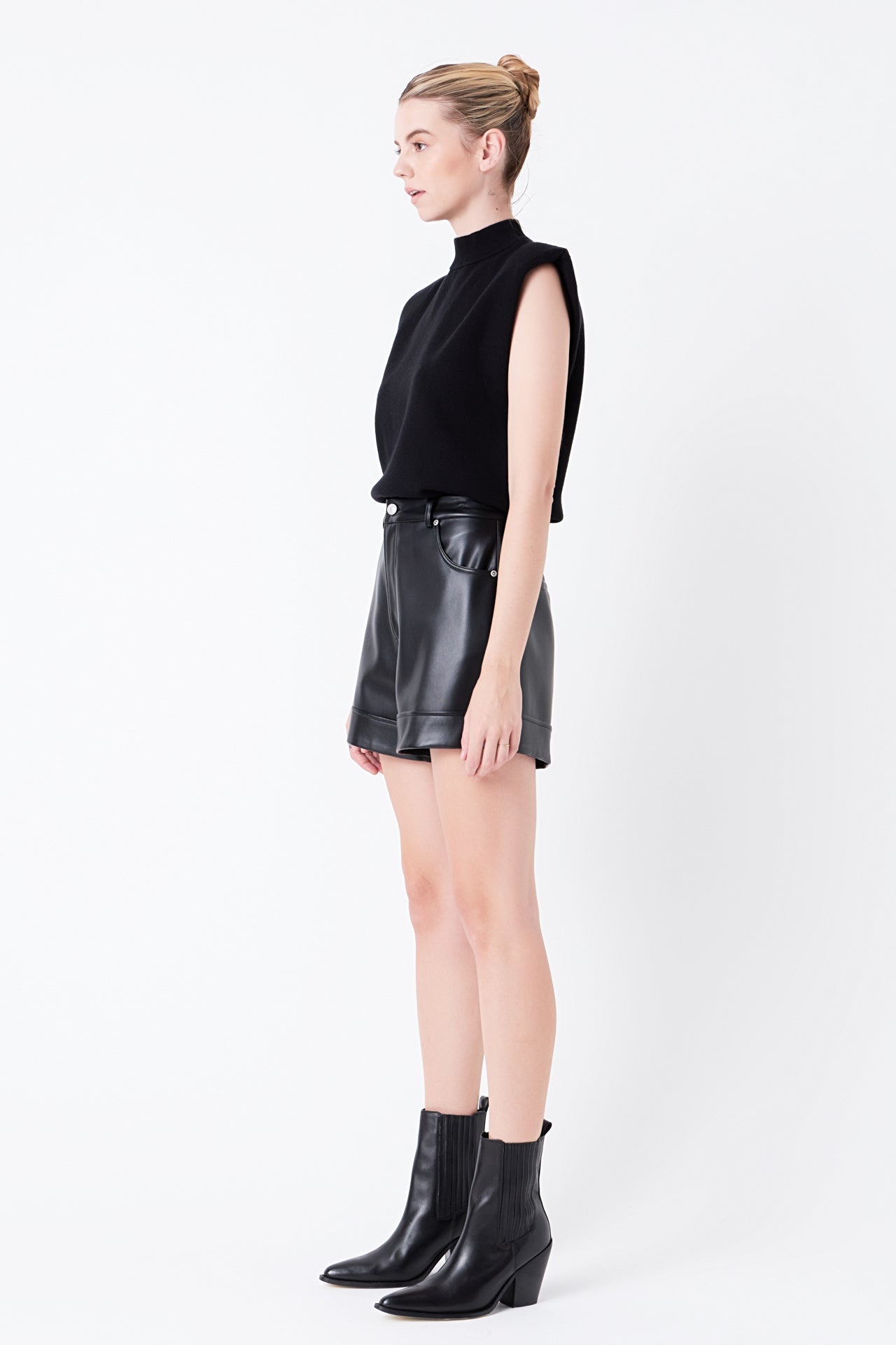 GREY LAB - Pu Shorts - SHORTS available at Objectrare