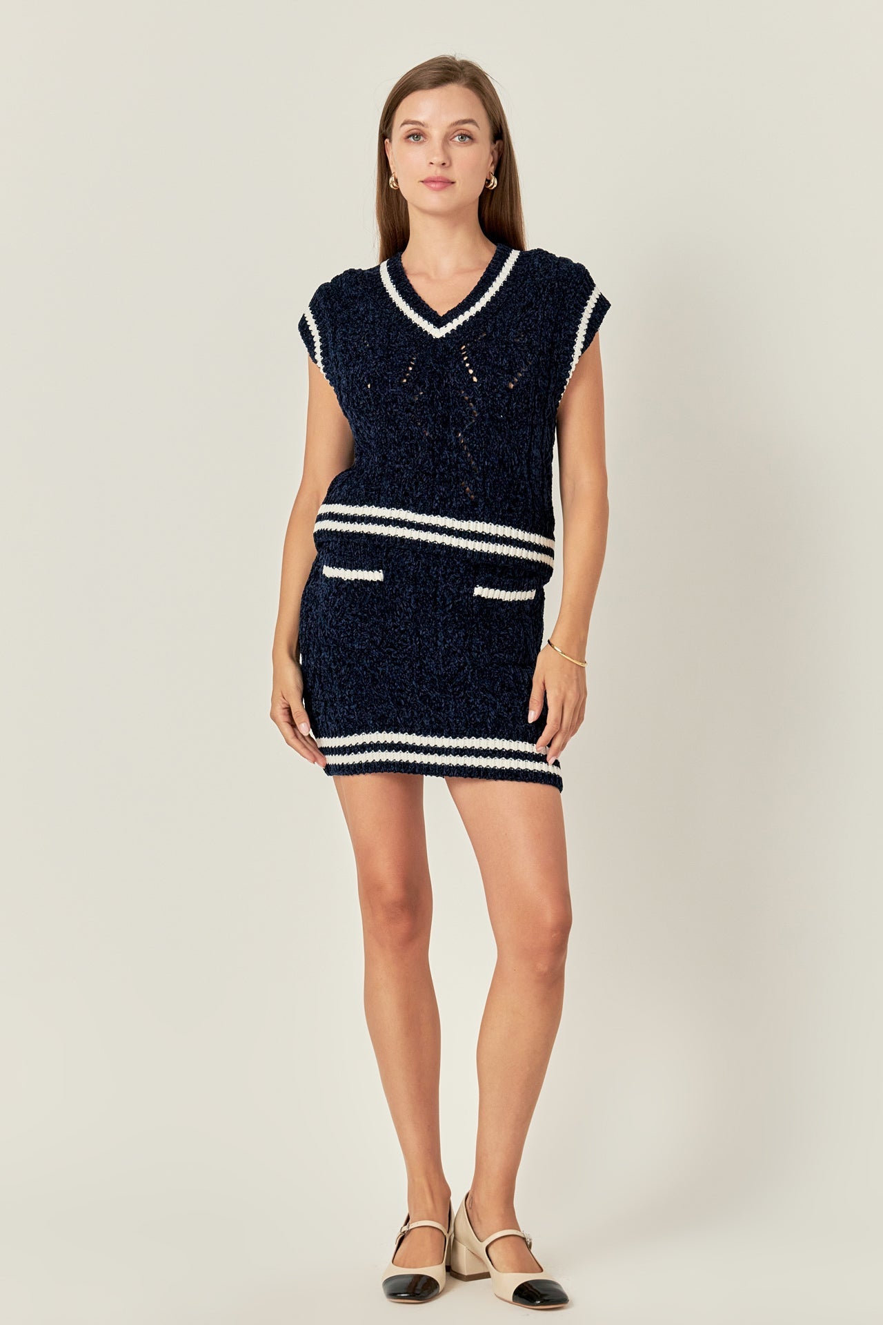 ENGLISH FACTORY - Chenille Contrast Mini Skirt - SKIRTS available at Objectrare