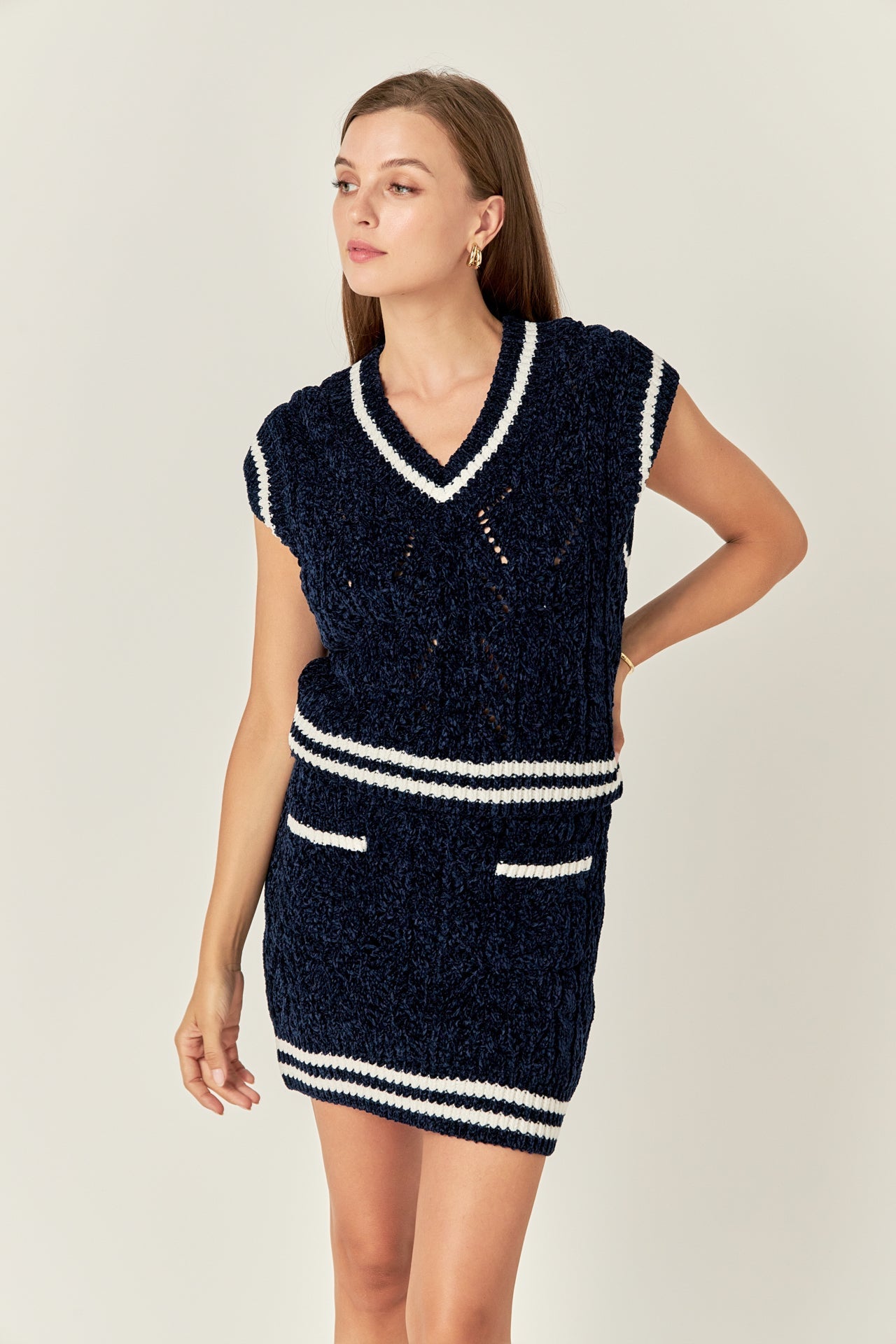 ENGLISH FACTORY - Chenille Contrast Mini Skirt - SKIRTS available at Objectrare