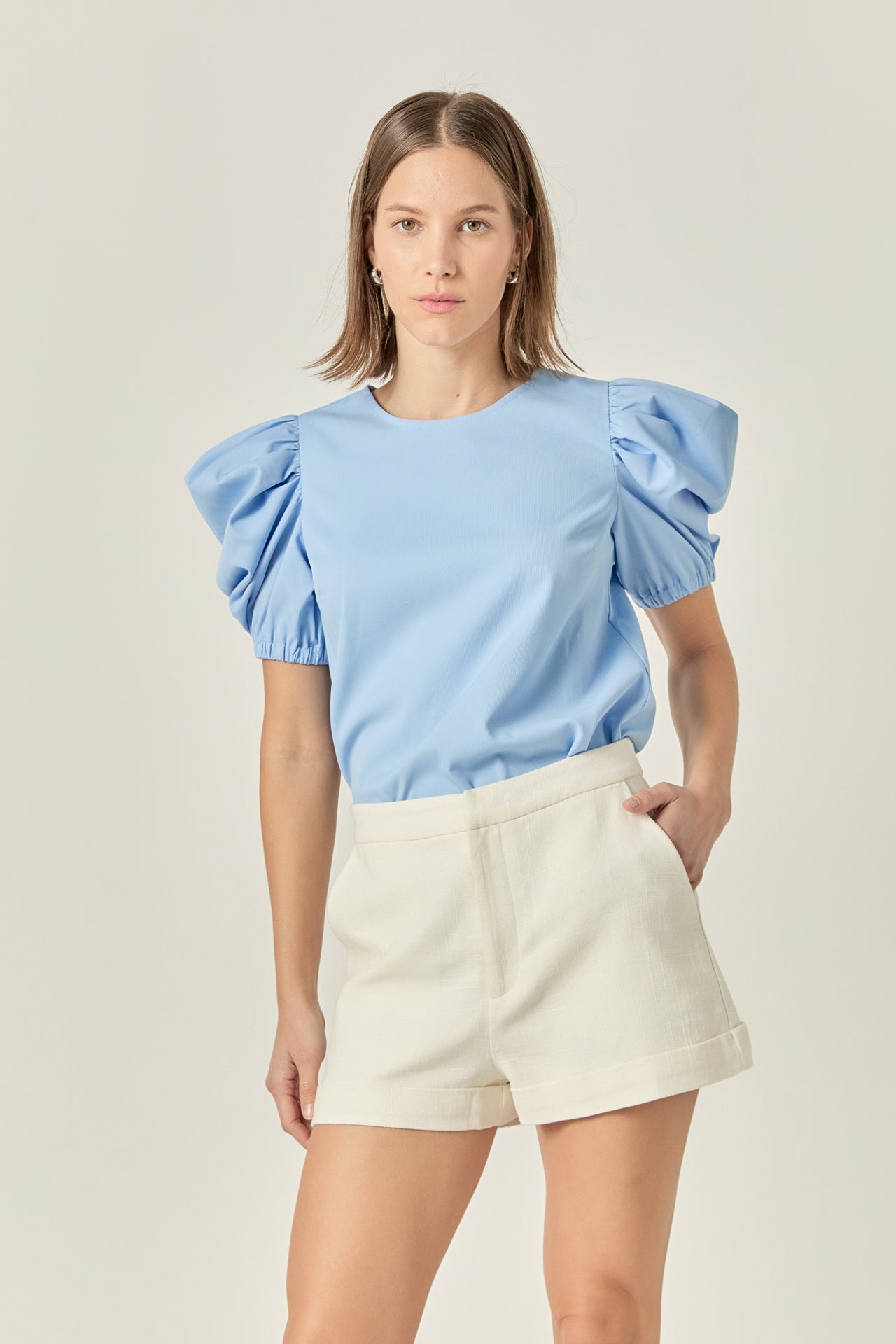 ENGLISH FACTORY - Ruched Puff Sleeve Top - TOPS available at Objectrare