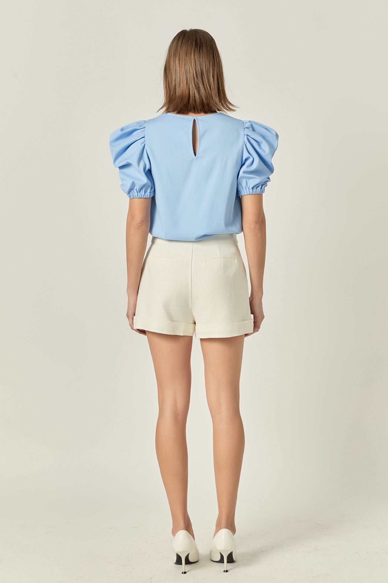 ENGLISH FACTORY - Ruched Puff Sleeve Top - TOPS available at Objectrare
