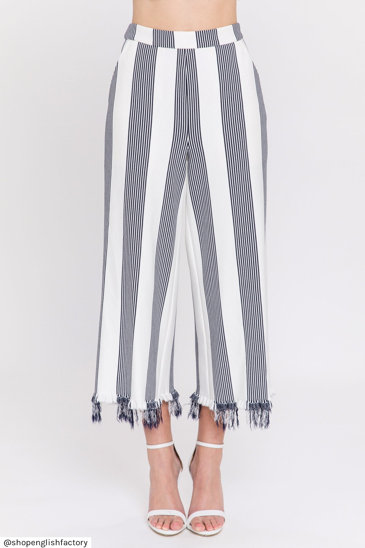ENGLISH FACTORY - Stripe Fringe hem Pants - PANTS available at Objectrare