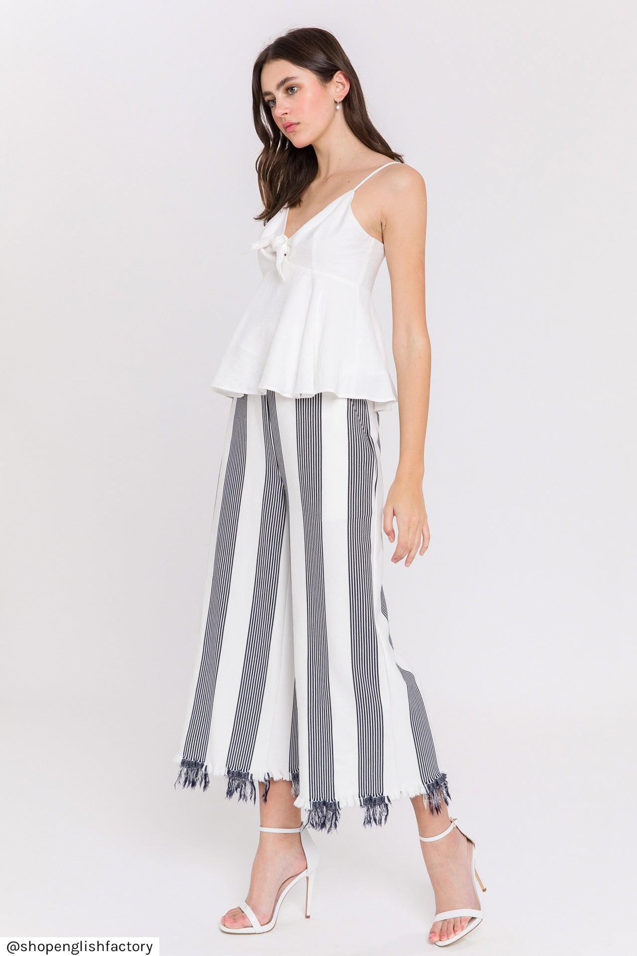 ENGLISH FACTORY - Stripe Fringe hem Pants - PANTS available at Objectrare