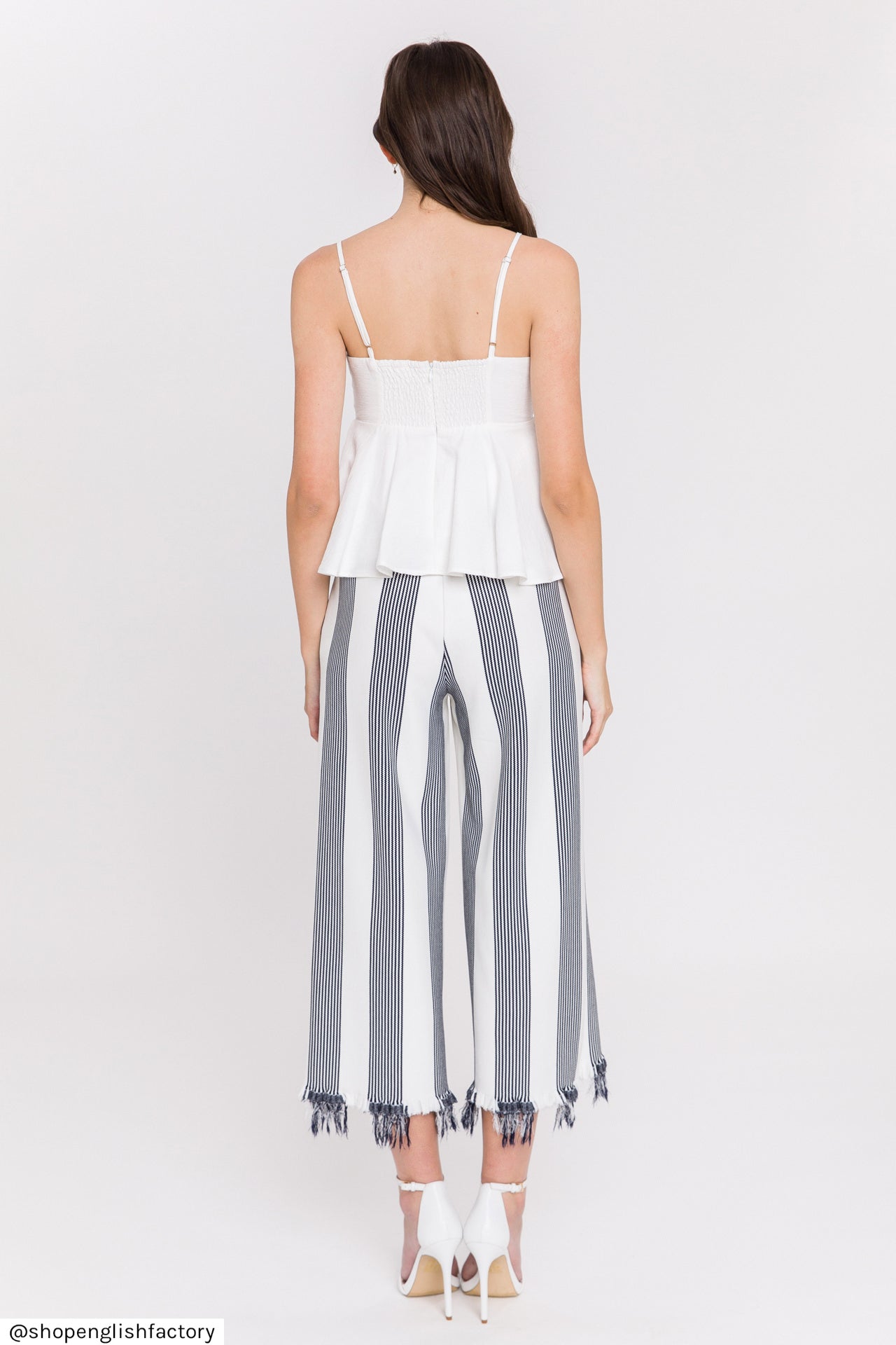 ENGLISH FACTORY - Stripe Fringe hem Pants - PANTS available at Objectrare