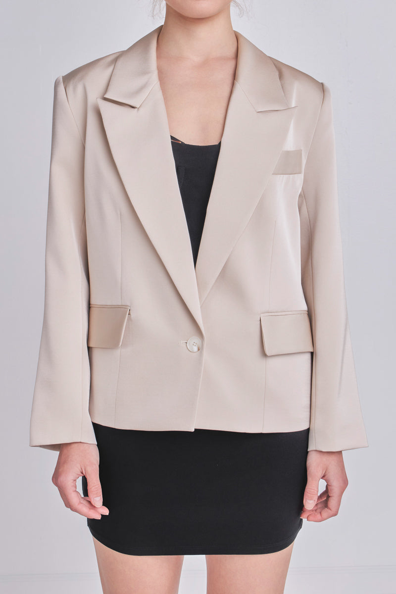 GREY LAB - One Button Satin Blazer - BLAZERS available at Objectrare