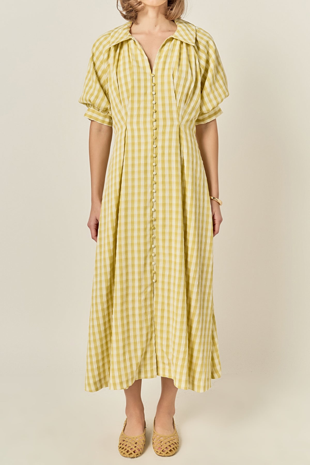 ENGLISH FACTORY - Gingham Puff Sleeve Dress - DRESSES available at Objectrare