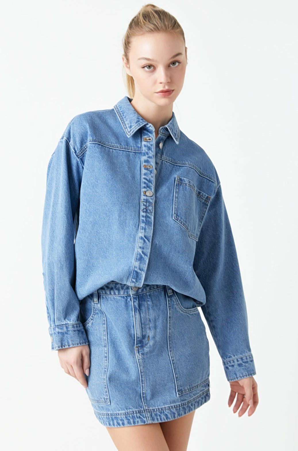 GREY LAB - Oversized Denim Shirt - TOPS available at Objectrare