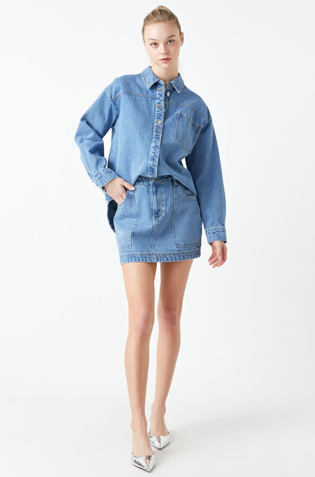 GREY LAB - Oversized Denim Shirt - TOPS available at Objectrare