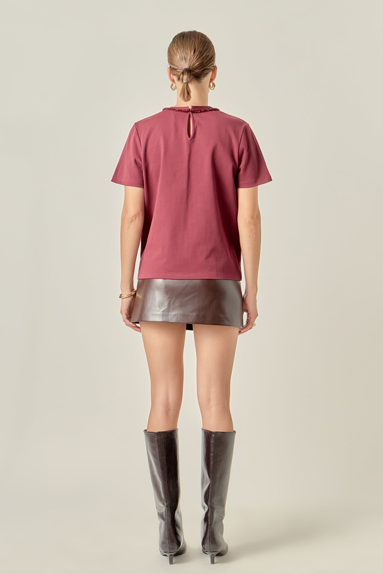 ENGLISH FACTORY - Beaded Bow Tee - T-SHIRTS available at Objectrare