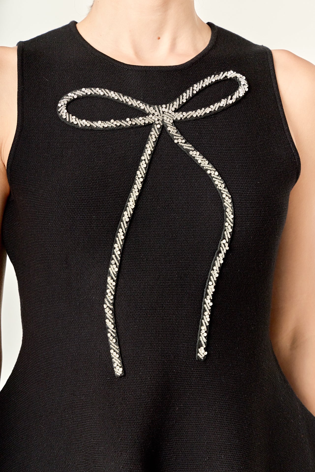 Peplum Bow Embellished Top