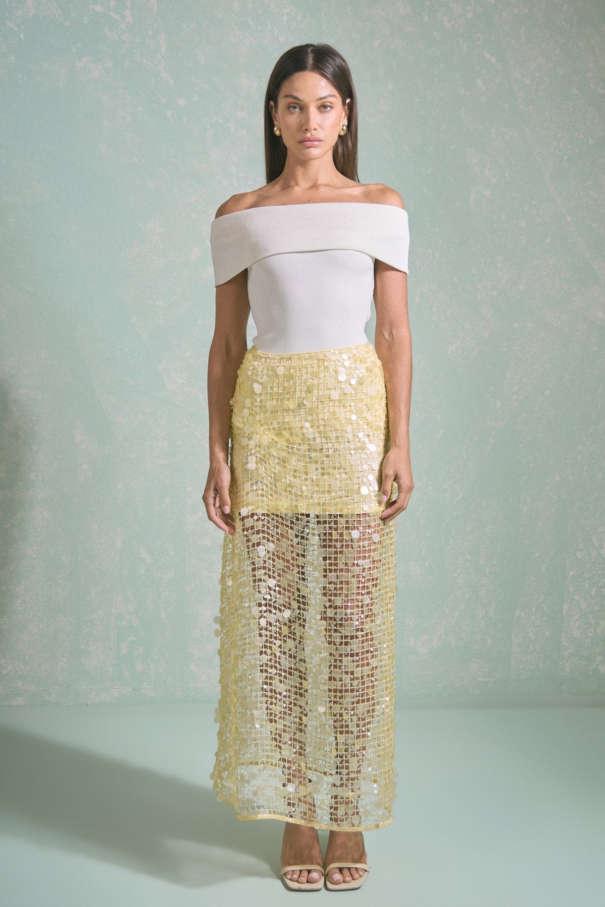 Sequin Mesh Maxi Skirt
