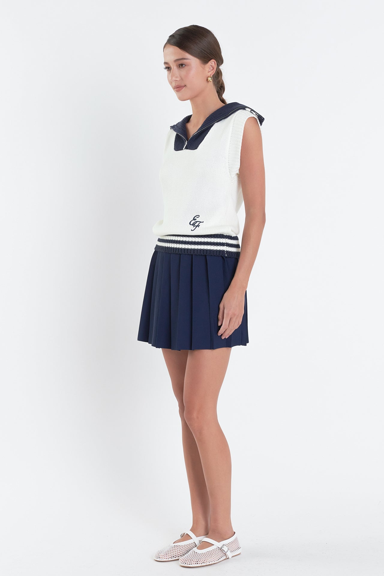 ENGLISH FACTORY - Pleated Mini Knit Skirt - SKIRTS available at Objectrare
