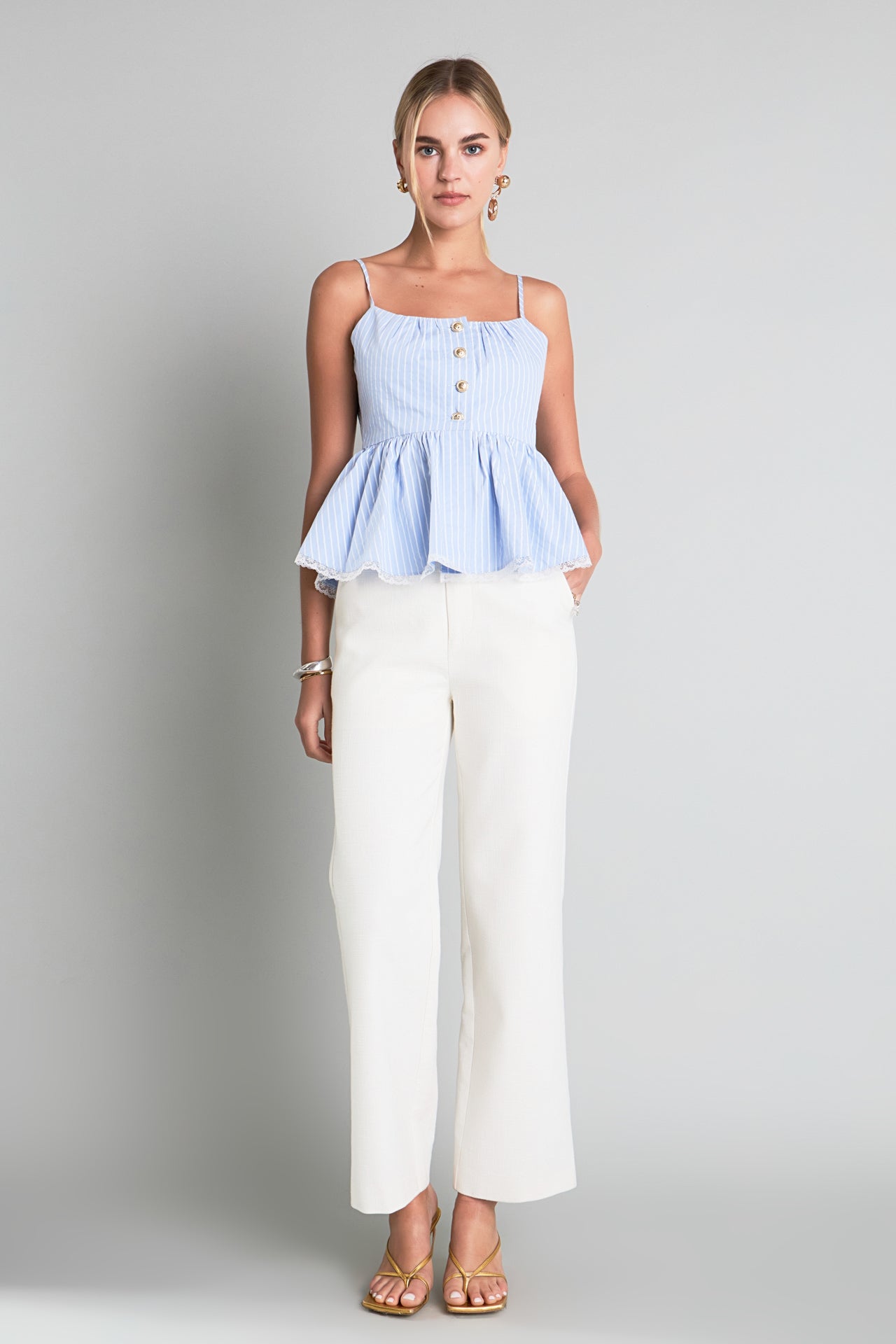 ENGLISH FACTORY - Striped Peplum Top - TOPS available at Objectrare
