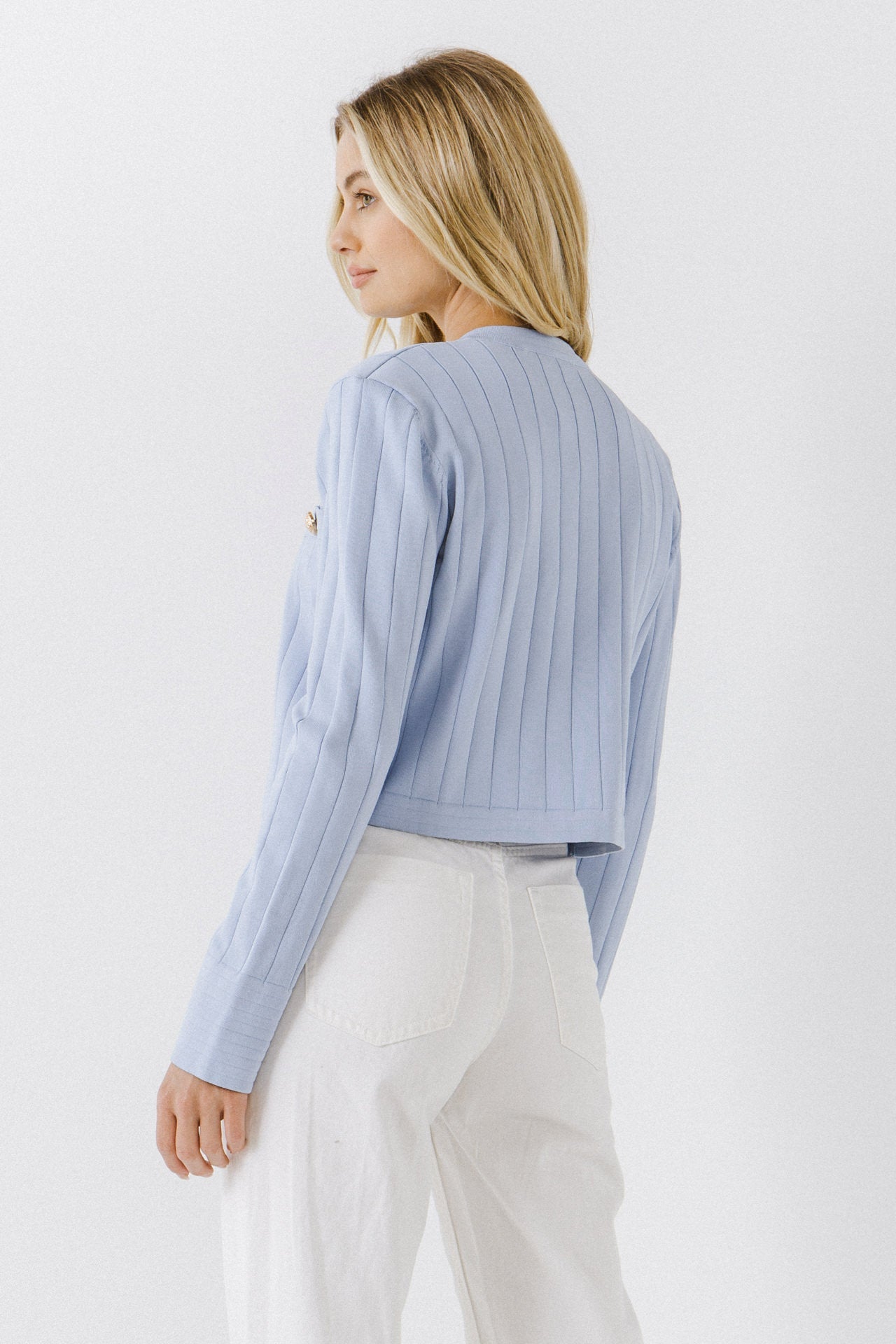 ENDLESS ROSE - Ribbed Knit Cardigan with Gold Buttons - SWEATERS & KNITS available at Objectrare