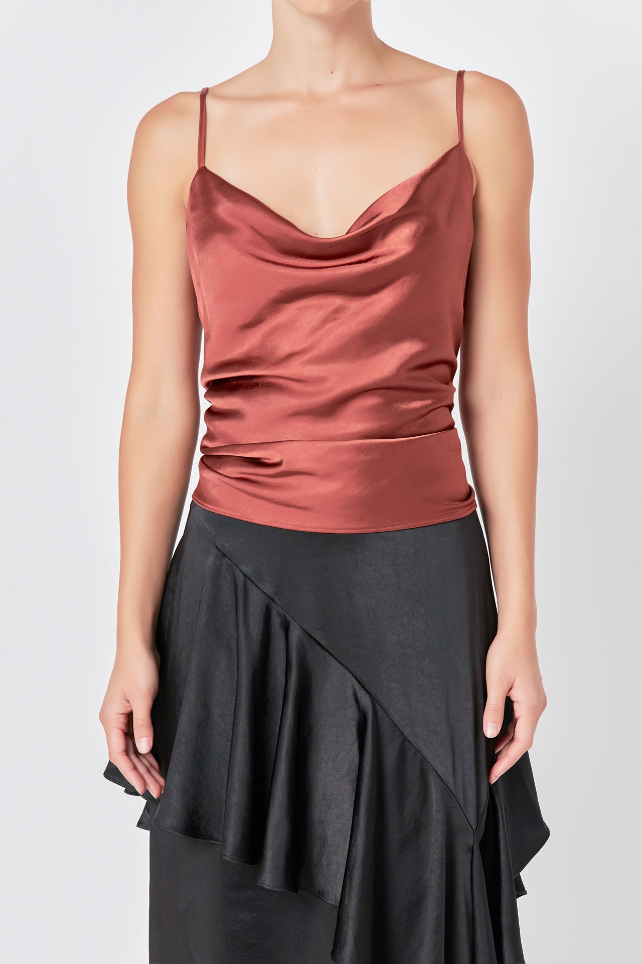 Satin Cowl Neck Top