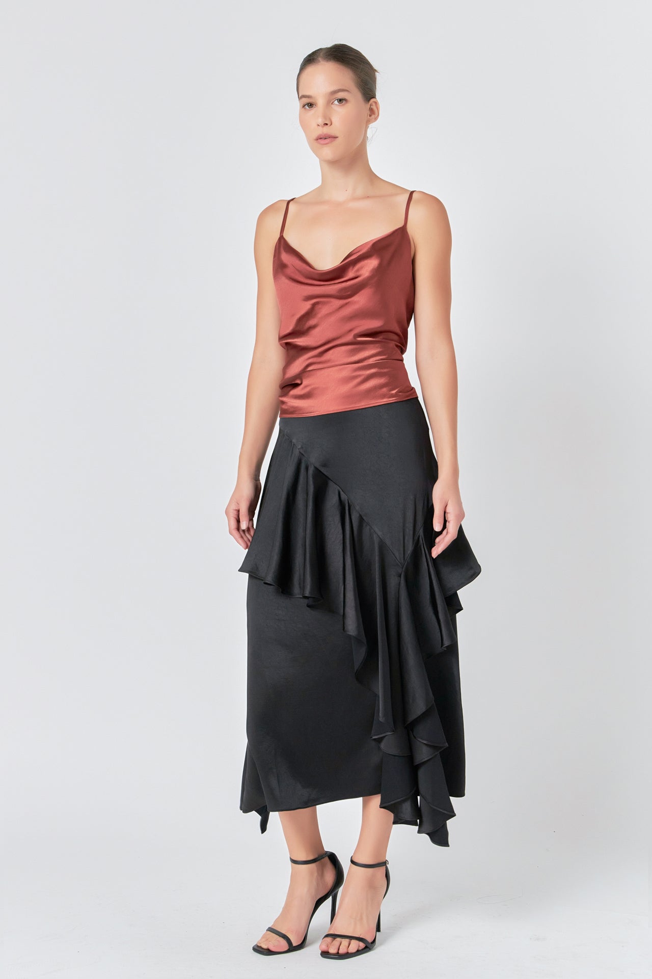 Satin Cowl Neck Top