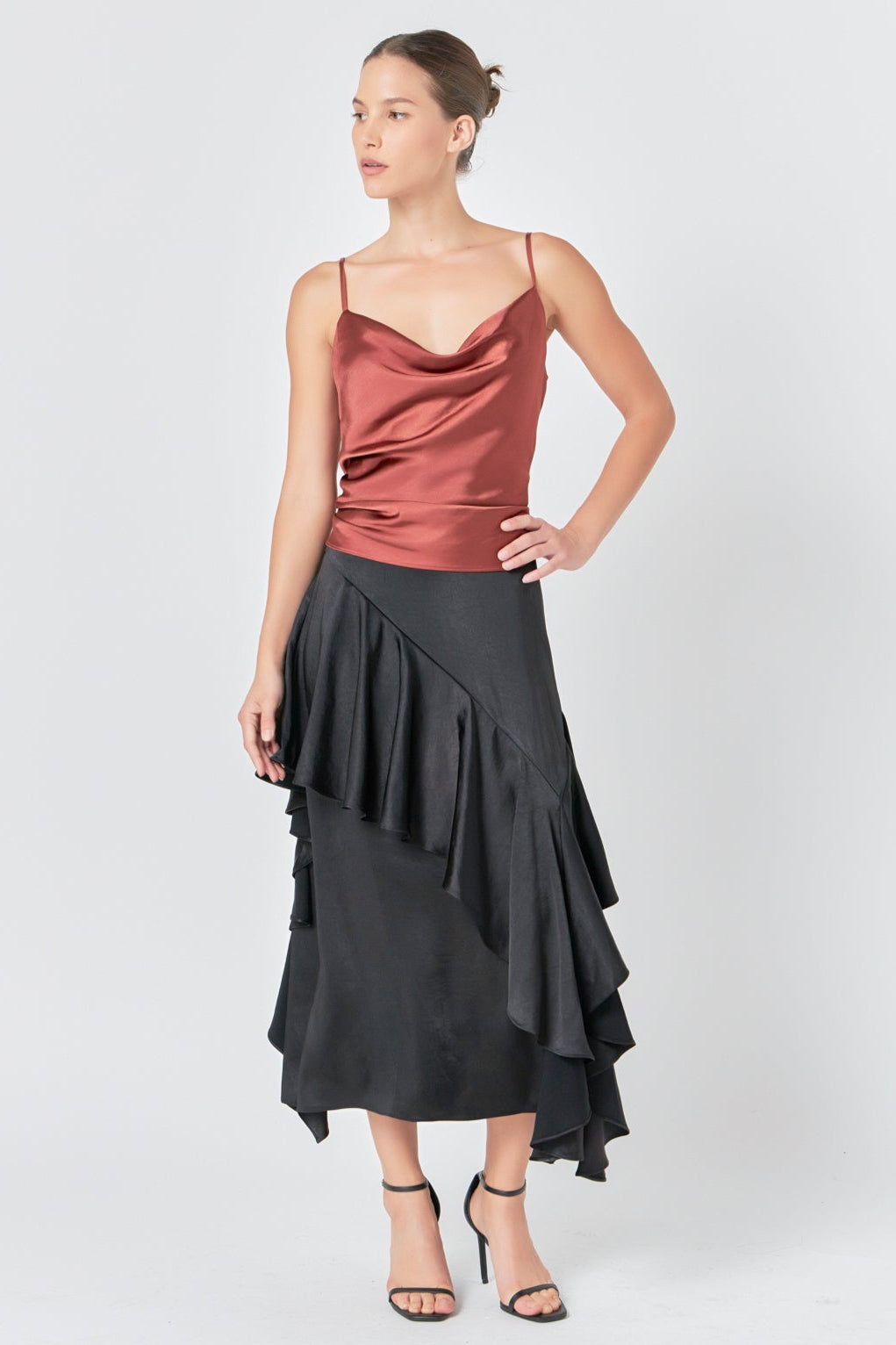 Satin Cowl Neck Top