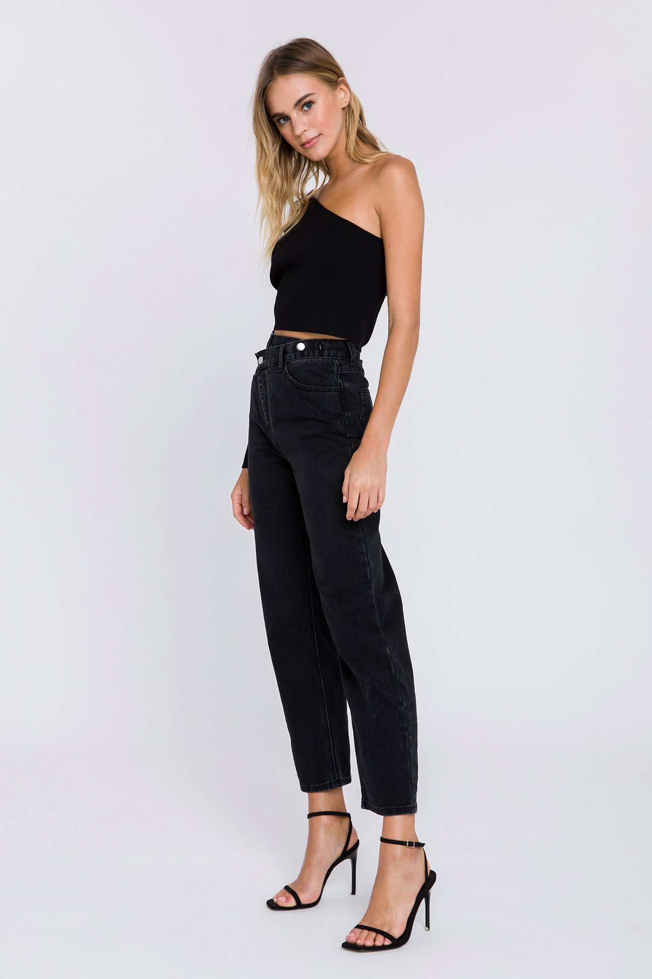ENDLESS ROSE - Asymmetrical Knit Crop Top - SWEATERS & KNITS available at Objectrare