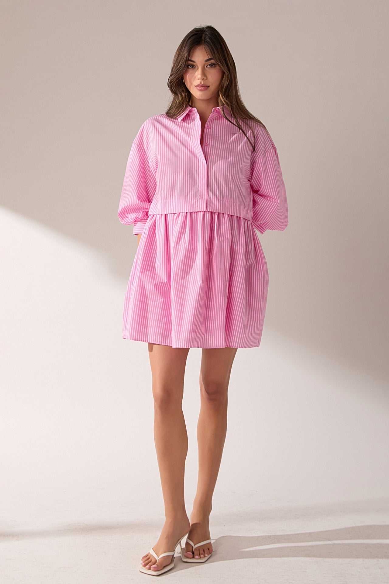 ENGLISH FACTORY - Stripe Puff Sleeve Shirt Dress - DRESSES available at Objectrare