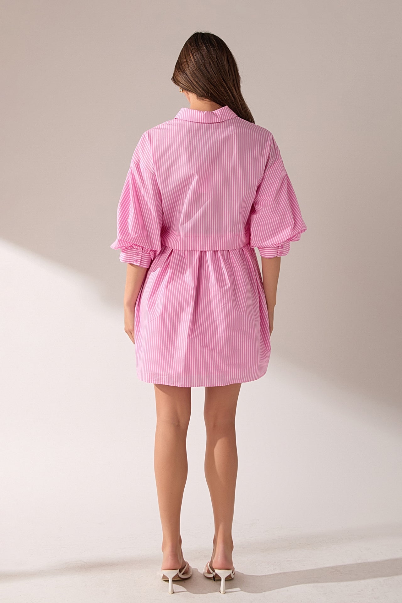 ENGLISH FACTORY - Stripe Puff Sleeve Shirt Dress - DRESSES available at Objectrare